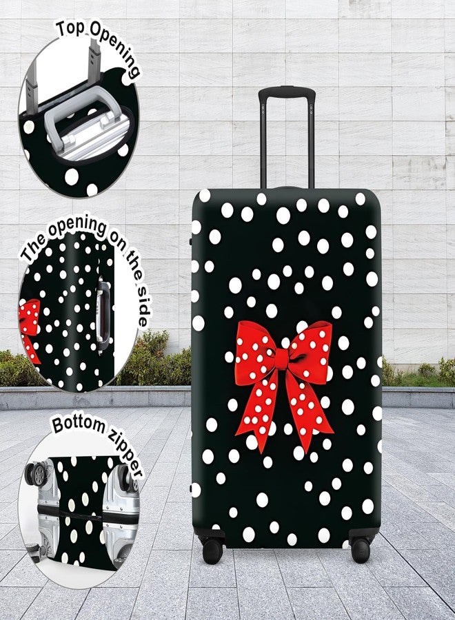 THISFIND Polka Dot Bow Luggage Cover, Washable Suitcase Protector Red Ribbon Retro Design Anti-scratch for 32",34" Bag - Image 4